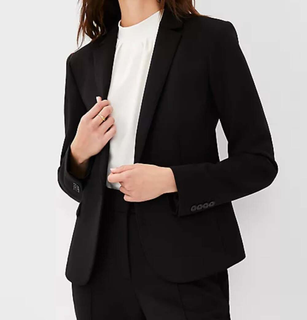 Ann Taylor The One-Button Blazer - Black Double Knit - Size 6